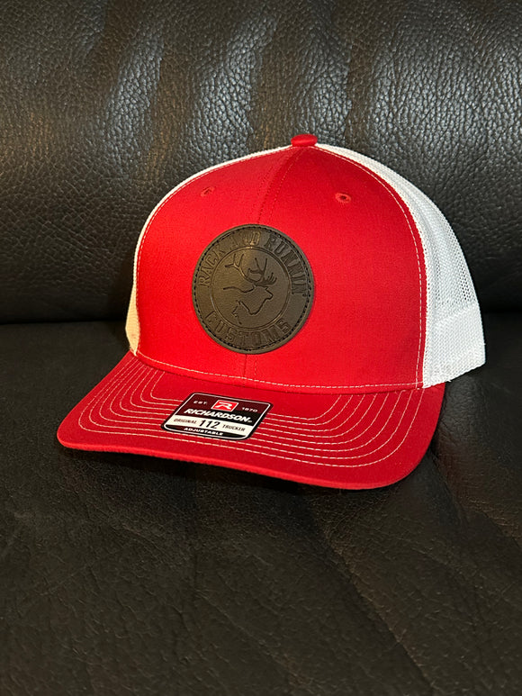 Red/White black on black patch hat