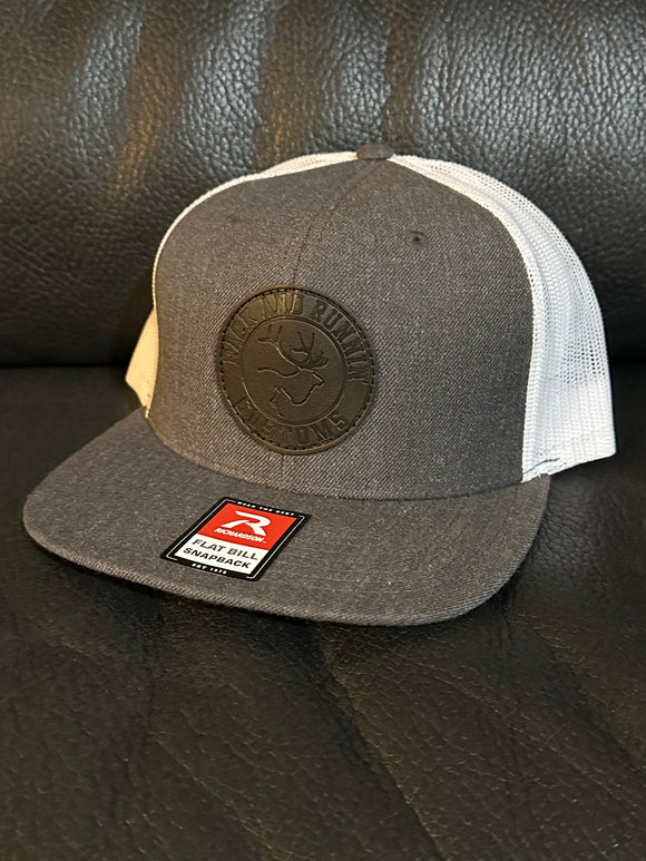 Charcoal/White with black on black patch hat (flatbrim)