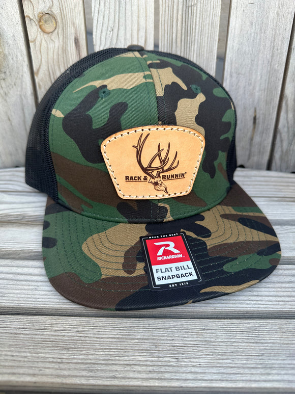 Jax Camo and Black- leather patch hat