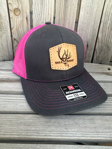Brex Charcoal/Pink- leather patch hat