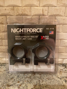 Nightforce A118- 30 mm ultra lite ring set (height: .885” / Low)