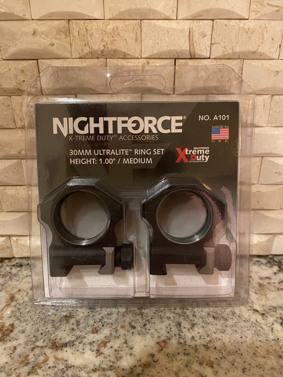 Nightforce A101- 30mm ultra lite ring set (height: 1.00” / Medium)